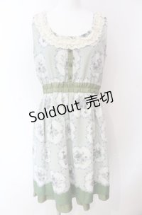 axes femme / 花×ストライプ柄ノースリワンピース M グリーン O-25-08-02-045-AX-OP-OW-OS