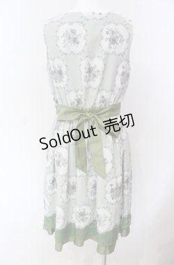 画像2: axes femme / 花×ストライプ柄ノースリワンピース M グリーン O-25-08-02-045-AX-OP-OW-OS