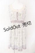 axes femme / 花×ストライプ柄ノースリワンピース M ラベンダー O-25-08-02-046-AX-OP-OW-OS