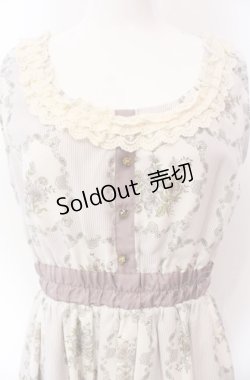 画像2: axes femme / 花×ストライプ柄ノースリワンピース M ラベンダー O-25-08-02-046-AX-OP-OW-OS