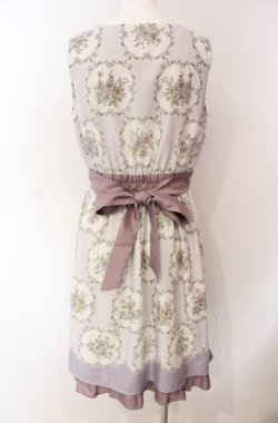 画像3: axes femme / 花×ストライプ柄ノースリワンピース M ラベンダー O-25-08-02-046-AX-OP-OW-OS