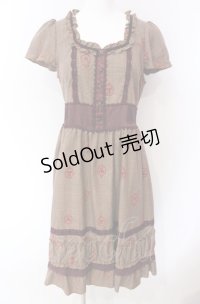 axes femme / フロッキーグレンチェックワンピース M ブラウン×ワイン O-25-08-02-047-AX-OP-OW-OS