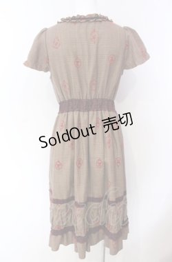画像2: axes femme / フロッキーグレンチェックワンピース M ブラウン×ワイン O-25-08-02-047-AX-OP-OW-OS