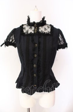 画像1: Angelic Pretty / ロマンティック立ち襟ボウタイブラウス  クロ O-25-08-02-051-AP-BL-IG-OS