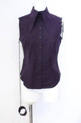 BPN / ブレスレットチェーンノースリーブブラウス M パープル O-25-08-02-058-GO-BL-IG-OS