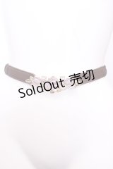 axes femme / ブーケデザイン細ゴムベルト  ラベンダーブラウン O-25-08-02-1036-AX-ZA-IG-ZT450