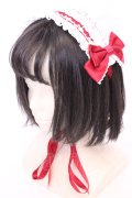BABY,THE STARS SHINE BRIGHT / レースフリルリボンヘッドドレス  えんじ×シロ O-25-08-02-1012-BA-AC-IG-OS