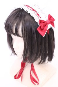BABY,THE STARS SHINE BRIGHT / レースフリルリボンヘッドドレス  えんじ×シロ O-25-08-02-1012-BA-AC-IG-OS