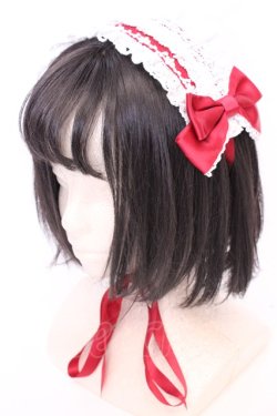画像1: BABY,THE STARS SHINE BRIGHT / レースフリルリボンヘッドドレス  えんじ×シロ O-25-08-02-1012-BA-AC-IG-OS