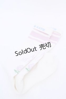 画像1: Katie / PRETTY AT HEART skate socks ソックス  シロ×ピンク O-25-08-02-1022-LO-ZA-IG-ZT450
