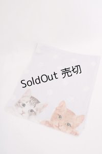 axes femme / ドット×ネコひんやりストール  サックス O-25-08-02-1024-AX-ZA-IG-OS