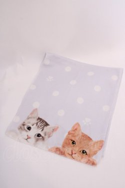 画像1: axes femme / ドット×ネコひんやりストール  サックス O-25-08-02-1024-AX-ZA-IG-OS