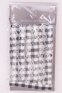 axes femme / ギンガム×花柄レースマスク  クロ O-25-08-02-1025-AX-ZA-IG-OS