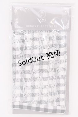 画像1: axes femme / ギンガム×花柄レースマスク  クロ O-25-08-02-1025-AX-ZA-IG-ZT450