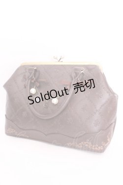画像1: axes femme / 薔薇型押しがま口バッグ 33×26×13cm ブラウン O-25-08-02-1003-AX-BG-IG-OS
