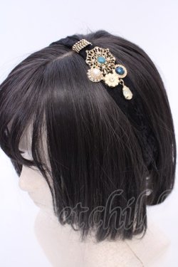 画像1: axes femme / レースビジューヘアバンド  クロ O-25-08-02-1035-AX-AC-IG-OS