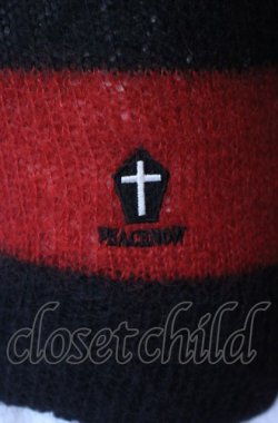 画像2: PEACE NOW / コフィン刺繍ボーダーニット M レッド×ブラック O-25-08-02-061-PU-TO-IG-OS