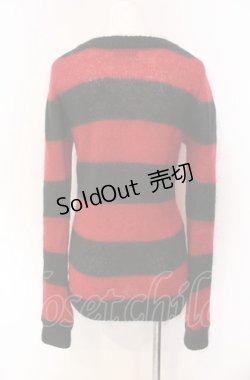 画像4: PEACE NOW / コフィン刺繍ボーダーニット M レッド×ブラック O-25-08-02-061-PU-TO-IG-OS