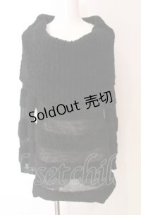 PEACE NOW / ボーダーボアニットワンピース M ブラック O-25-08-02-066-PU-OP-IG-OS