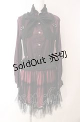 ALGONQUINS / チュール切替ストライプワンピース  ピンク×ブラック O-25-08-02-067-AL-OP-IG-OS