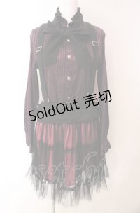 ALGONQUINS / チュール切替ストライプワンピース  ピンク×ブラック O-25-08-02-067-AL-OP-IG-OS