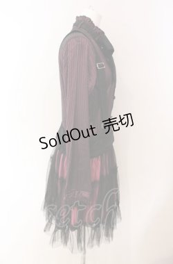 画像2: ALGONQUINS / チュール切替ストライプワンピース  ピンク×ブラック O-25-08-02-067-AL-OP-IG-OS
