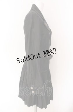 画像3: ALGONQUINS / シャドーストライプフリルロングジャケット  ブラック O-25-08-02-068-AL-CO-IG-OS