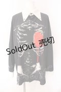 First Label / いちごボーンシャツ  ブラック×ホワイト O-25-08-02-070-PU-BL-IG-OS