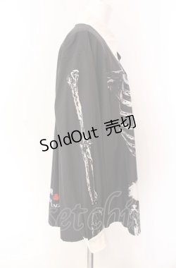 画像2: First Label / いちごボーンシャツ  ブラック×ホワイト O-25-08-02-070-PU-BL-IG-OS