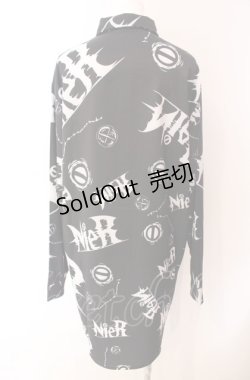 画像2: NieR Clothing / ORIGINAL Y-Shirt シャツ  ブラック×ホワイト O-25-08-02-072-PU-BL-IG-OS