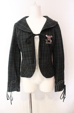 画像1: PEACE NOW / スカル刺繍セーラージャケットボレロ  グリーン×ブラック O-25-08-02-073-PU-JA-IG-OS