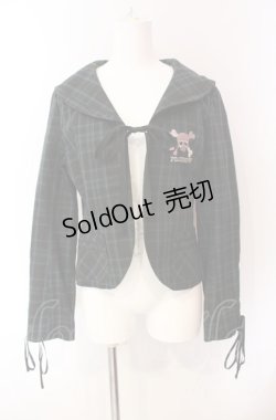 画像1: PEACE NOW / スカル刺繍セーラージャケットボレロ  グリーン×ブラック O-25-08-02-073-PU-JA-IG-OS