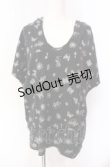 ALGONQUINS / ラメプリント総柄スクエアフーディ  ブラック O-25-08-02-077-AL-TO-IG-OS