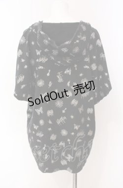画像3: ALGONQUINS / ラメプリント総柄スクエアフーディ  ブラック O-25-08-02-077-AL-TO-IG-OS