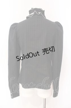 画像4: BPN / パイピングフリルラメストライプブラウス  ブラック×オフホワイト O-25-08-02-081-GO-BL-IG-OS