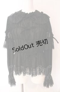 metamorphose / シャーリングリボンブラウス(ジョーゼット)  クロ O-25-08-02-083-ME-BL-IG-OS