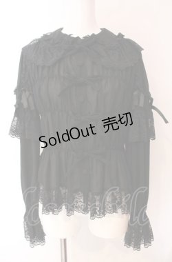画像1: metamorphose / シャーリングリボンブラウス(ジョーゼット)  クロ O-25-08-02-083-ME-BL-IG-OS