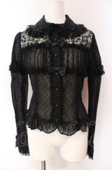 Angelic Pretty / 胸元シャーリングレーシィブラウス  クロ O-25-08-02-089-AP-BL-IG-OS