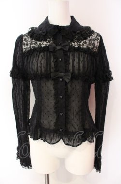画像1: Angelic Pretty / 胸元シャーリングレーシィブラウス  クロ O-25-08-02-089-AP-BL-IG-OS