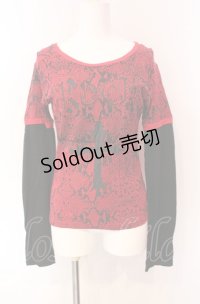 h.NAOTO / パイソンプリントクロスカットソー  レッド×ブラック O-25-08-02-091-HN-TO-IG-OS