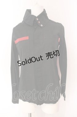 画像1: HERE THERE / ステッチブラウス  ブラック×レッド O-25-08-02-094-PU-BL-IG-ZS