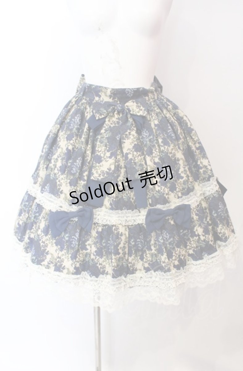 画像1: metamorphose / ゴブランブーケ後ろバッスルスカート  ブルー O-25-08-02-002-ME-SK-OW-OS (1)