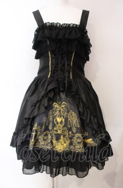 画像1: ATELIER PIERROT / Secret Chamber Corset 　ジャンパースカート 2 ブラック×ゴールド O-25-08-02-013-EL-OP-IG-OS