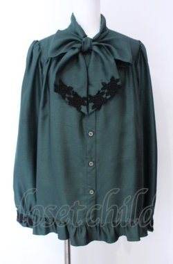 画像1: Enchantlic Enchantilly / ノーブルリボンタイブラウス  グリーン O-25-08-02-020-LO-BL-OW-OS