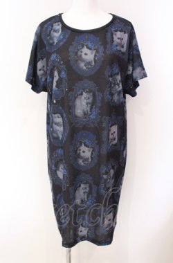 画像1: Enchantlic Enchantilly / 猫の王女達の肖像画カットソーワンピース  ブルー O-25-08-02-024-LO-OP-OW-OS