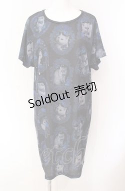 画像1: Enchantlic Enchantilly / 猫の王女達の肖像画カットソーワンピース  ブルー O-25-08-02-024-LO-OP-OW-OS
