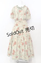 PINK HOUSE / ジャム瓶&いちごバスケット柄半袖ワンピース  グリーン O-25-08-05-031-LO-OP-YM-OS