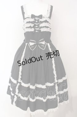 画像1: metamorphose / 【プラスサイズ】両山レースジャンパースカート 2 クロ×シロ O-25-08-05-048-ME-OP-OW-OS