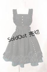 Amavel / Dark Chember Maidミドルエプロンジャンパースカート F クロ×グリーン O-25-08-05-051-CA-SK-OW-OS