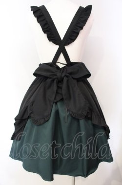 画像3: Amavel / Dark Chember Maidミドルエプロンジャンパースカート F クロ×グリーン O-25-08-05-051-CA-SK-OW-OS